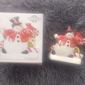 Fitz and Floyd Festive Snowman Card/Napkin Holder